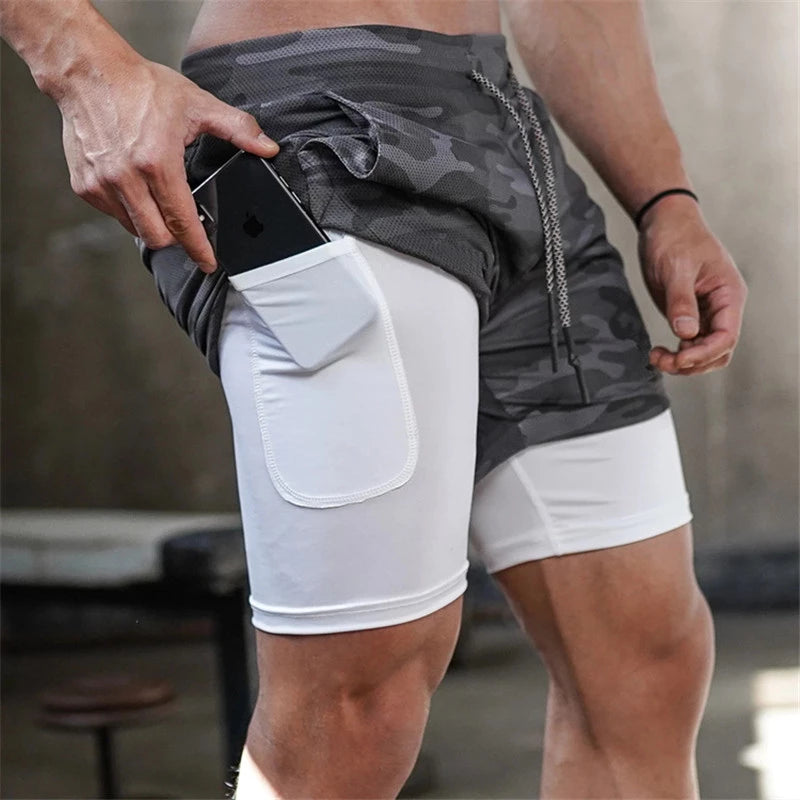 2 In 1 Quick Dry Men Running Shorts