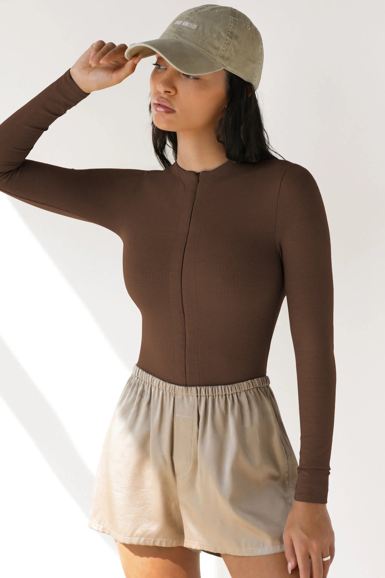 V-Neck Slim Fit Knitted Long Sleeve Top