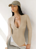 V-Neck Slim Fit Knitted Long Sleeve Top