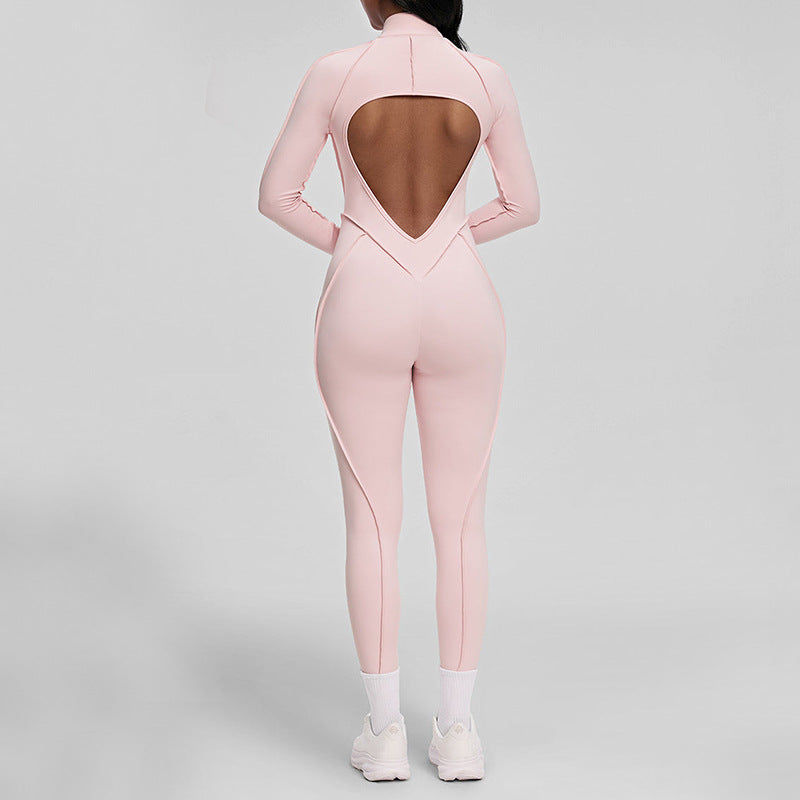 Long-sleeve Stereo Zipper Yoga Jumpsuit
